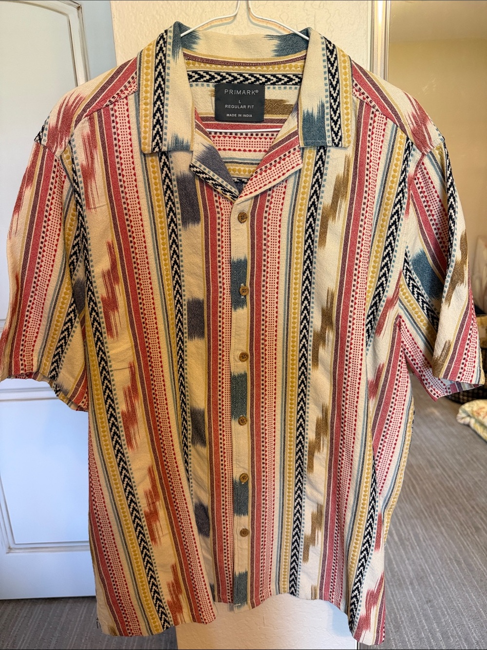 Primark Multicolor Vertical Stripe Short Sleeve Button-Down Shirt